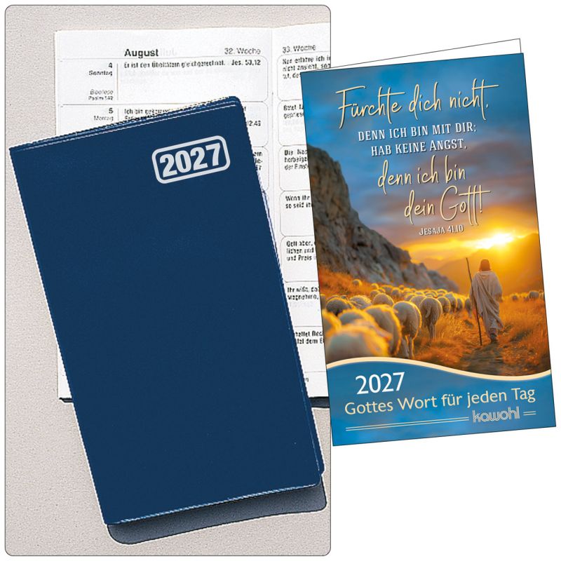 Taschenterminer in Hülle 2027 (Kunststoff blau)