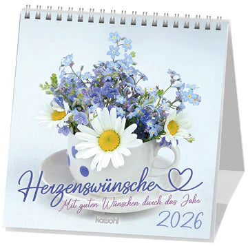 Herzenswünsche 2026 (Postkartenkalender) 16x16cm