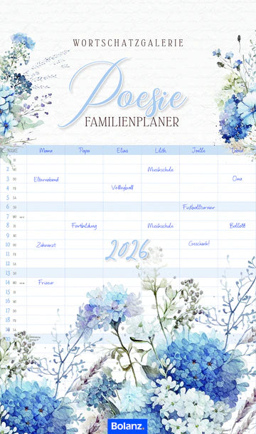 Poesie - Familienplaner 2026 (Wandplaner)