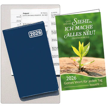 Taschenterminer in Hülle 2026 (Kunststoff blau)