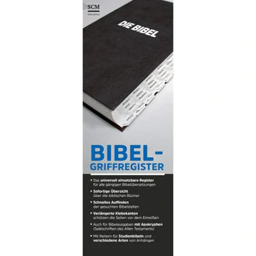 Bibel-Griffregister (weißer Grund mit schwarzer Schrift)